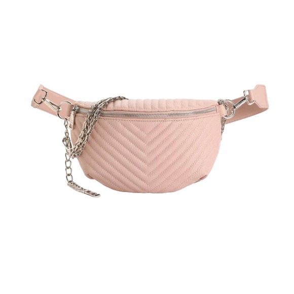 Steve Madden Handbags - NWT Steve Madden Pink Chain Leather Convertible Belt Bag